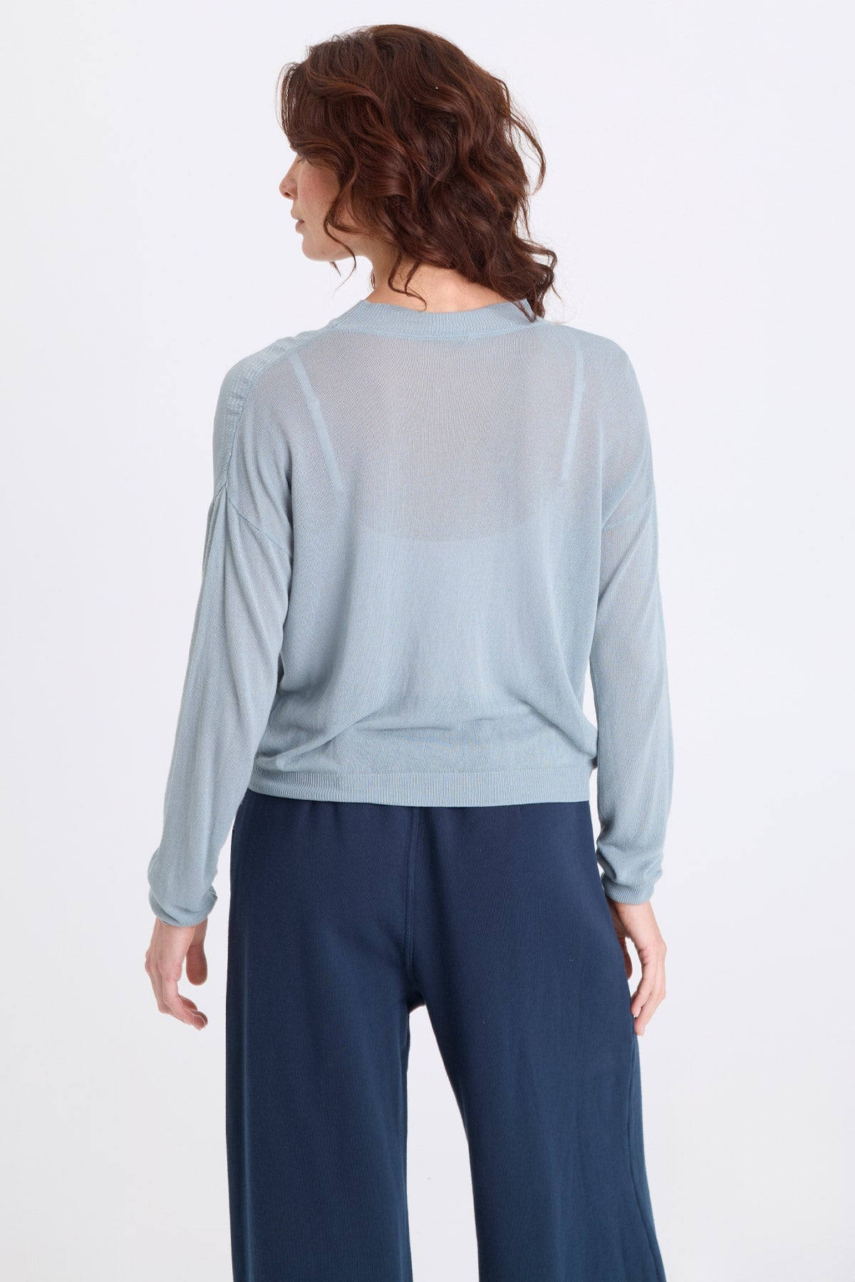 Faustina Vivi Stripe and Light Knit Long-Sleeve Top Sky Light - XCVI