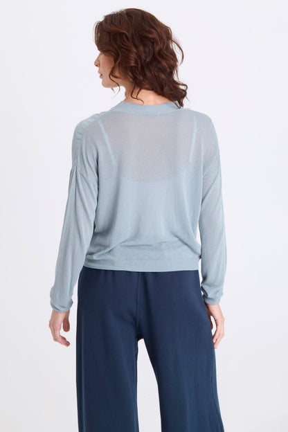 Faustina Vivi Stripe and Light Knit Long-Sleeve Top Sky Light - XCVI