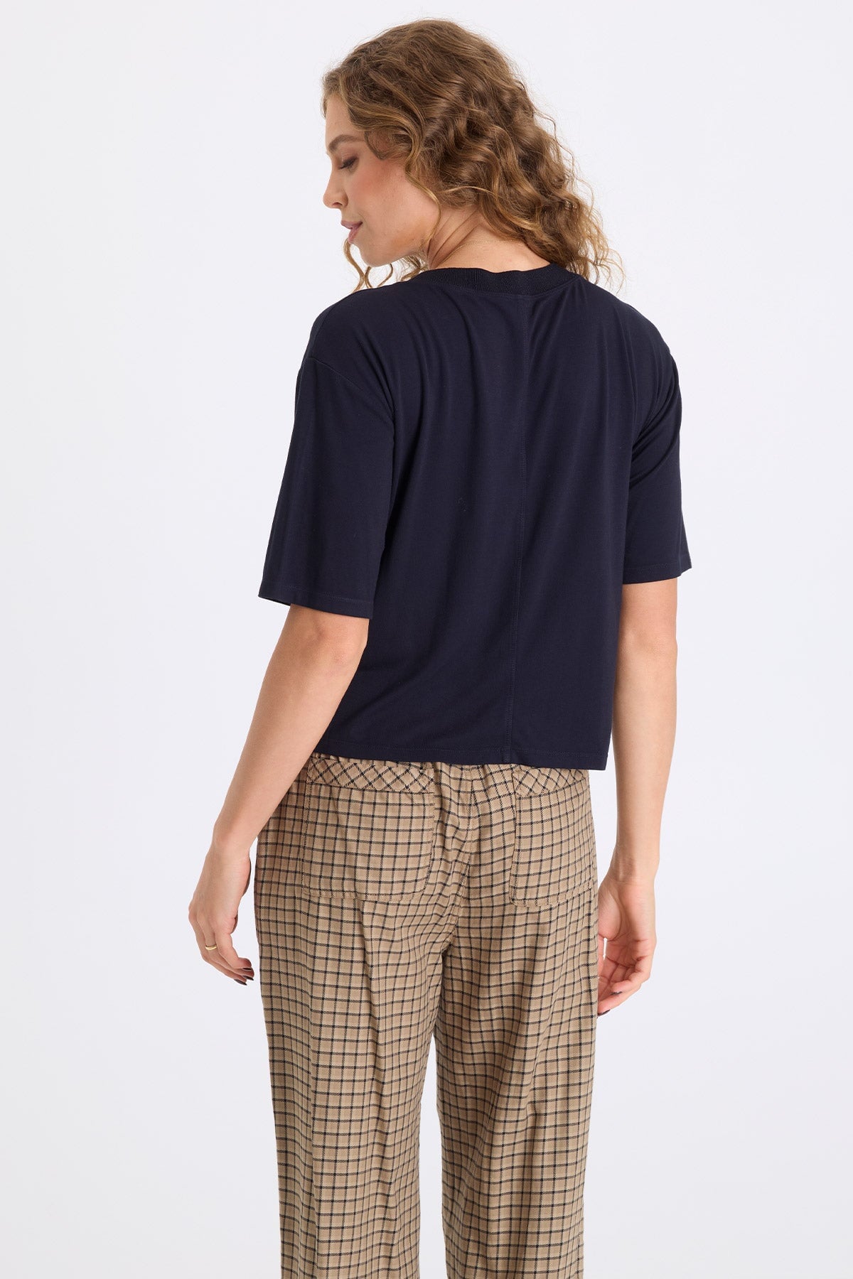 Nonus Jersey Short Sleeve Dropped Shoulder Top Midnight Blue - XCVI
