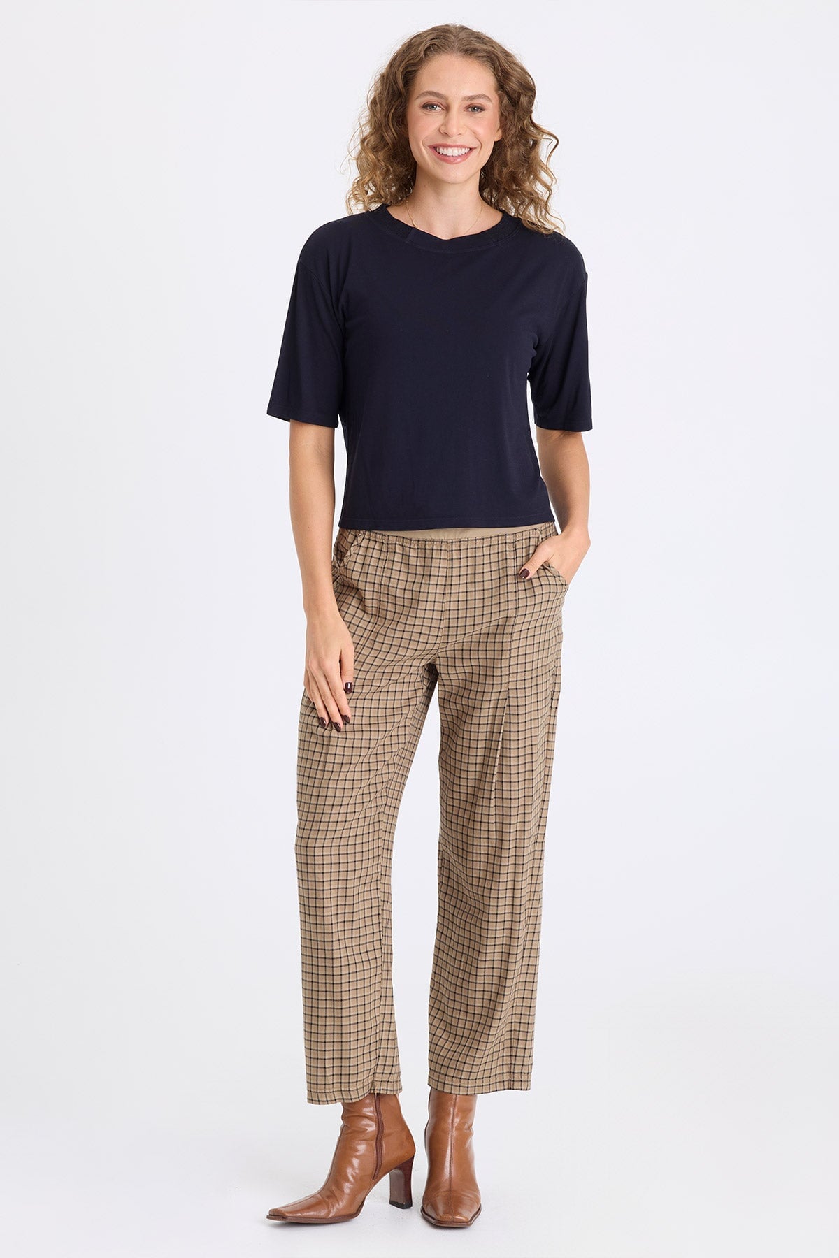 Nonus Jersey Short Sleeve Dropped Shoulder Top Midnight Blue - XCVI
