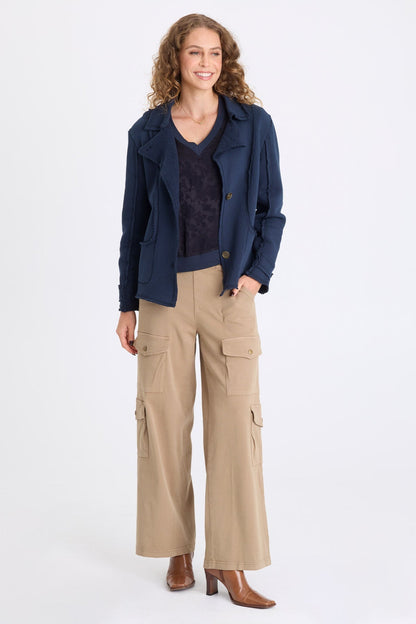 Itzel Heavy Fleece Blazer Midnight Blue - XCVI