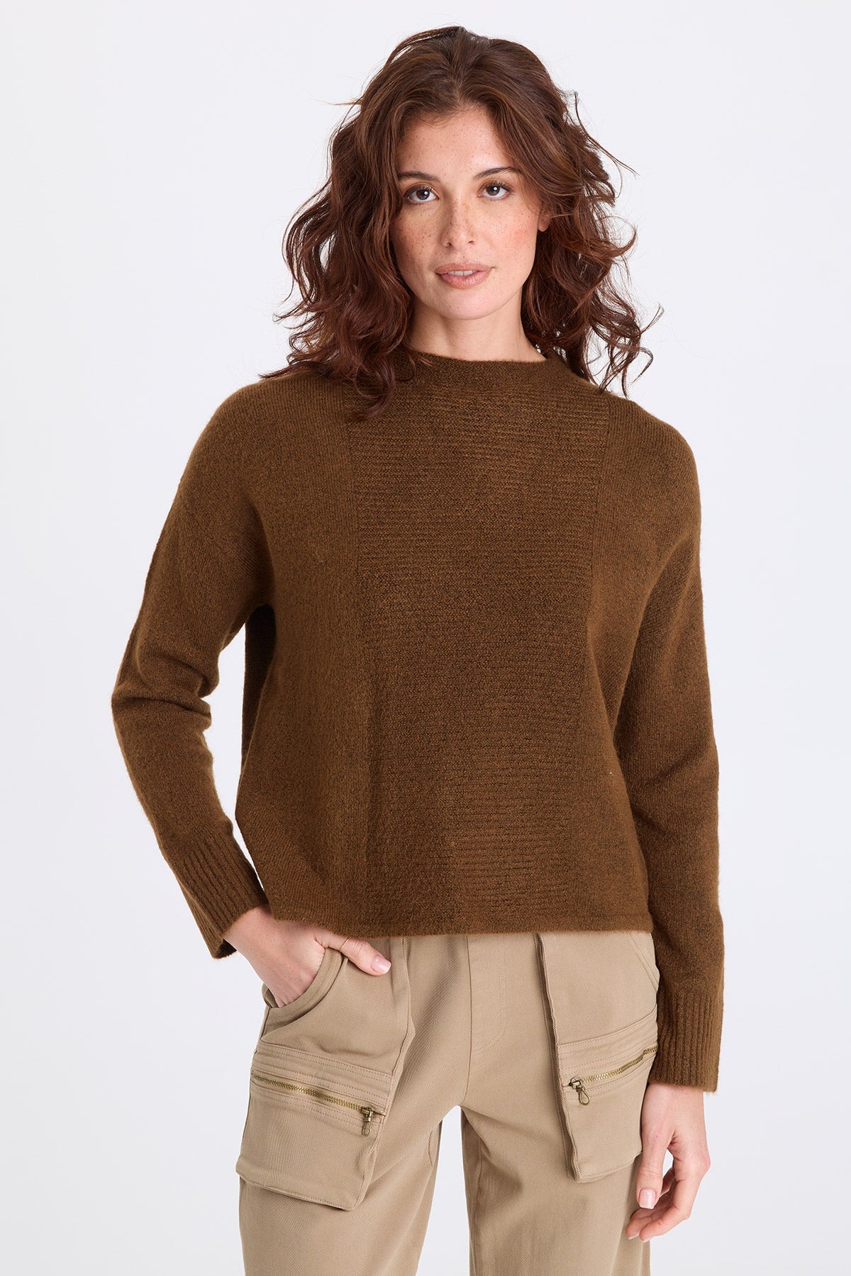 Madu Sweater Knit High Neck Long Sleeve Sweater Mocha - XCVI