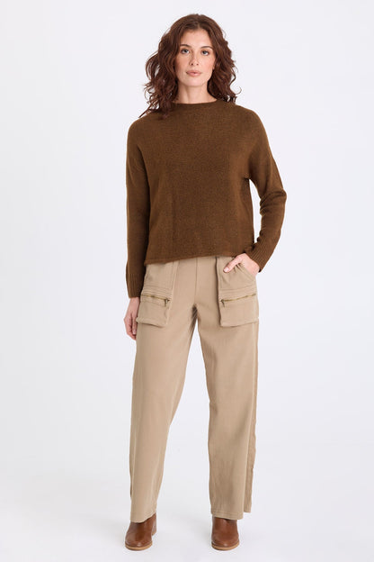 Madu Sweater Knit High Neck Long Sleeve Sweater Mocha - XCVI