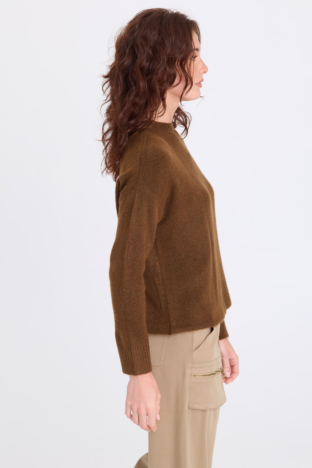 Madu Sweater Knit High Neck Long Sleeve Sweater Mocha - XCVI