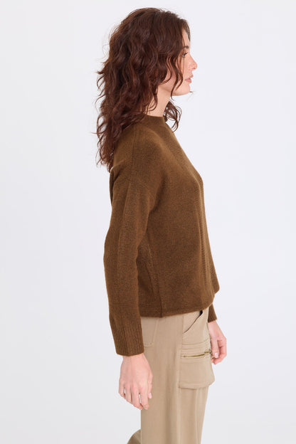 Madu Sweater Knit High Neck Long Sleeve Sweater Mocha - XCVI