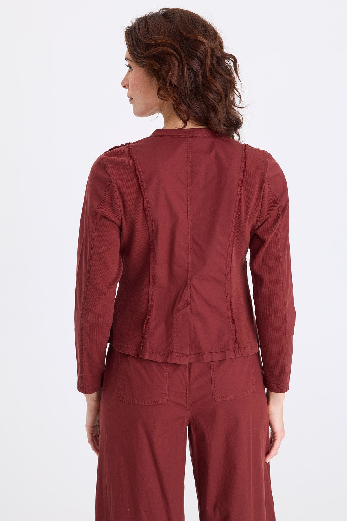 Mousa Poplin Grid Pintuck Blazer Twinberry - XCVI