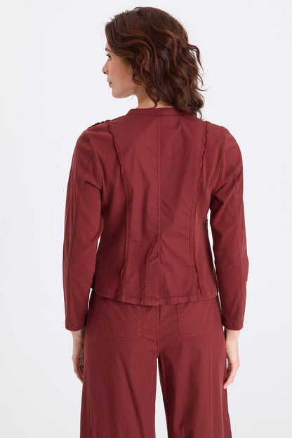 Mousa Poplin Grid Pintuck Blazer Twinberry - XCVI