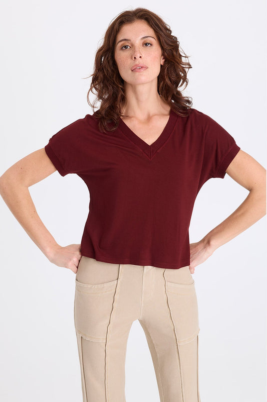Sergius Jersey V-Neck Tee Twinberry - XCVI