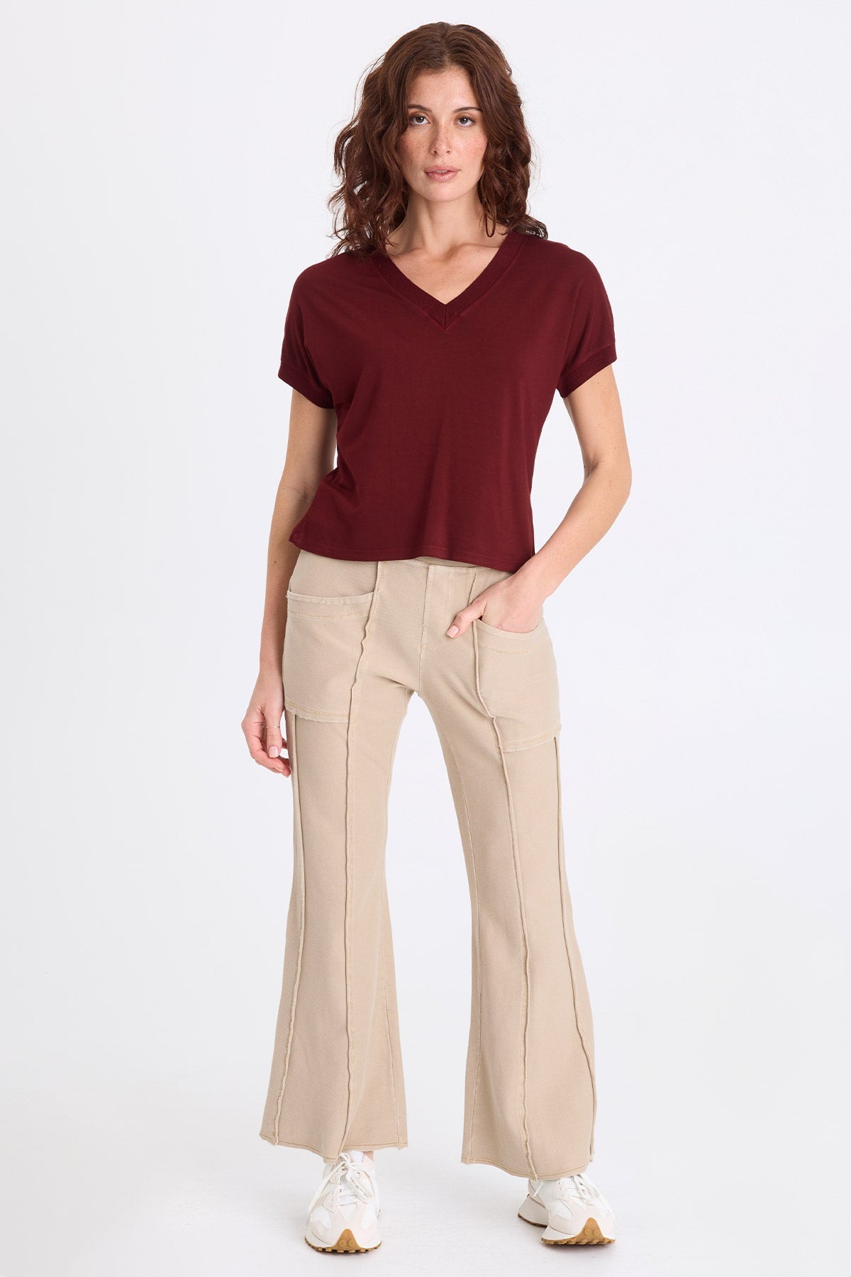 Sergius Jersey V-Neck Tee Twinberry - XCVI