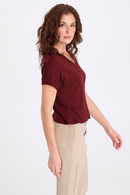 Sergius Jersey V-Neck Tee Twinberry - XCVI