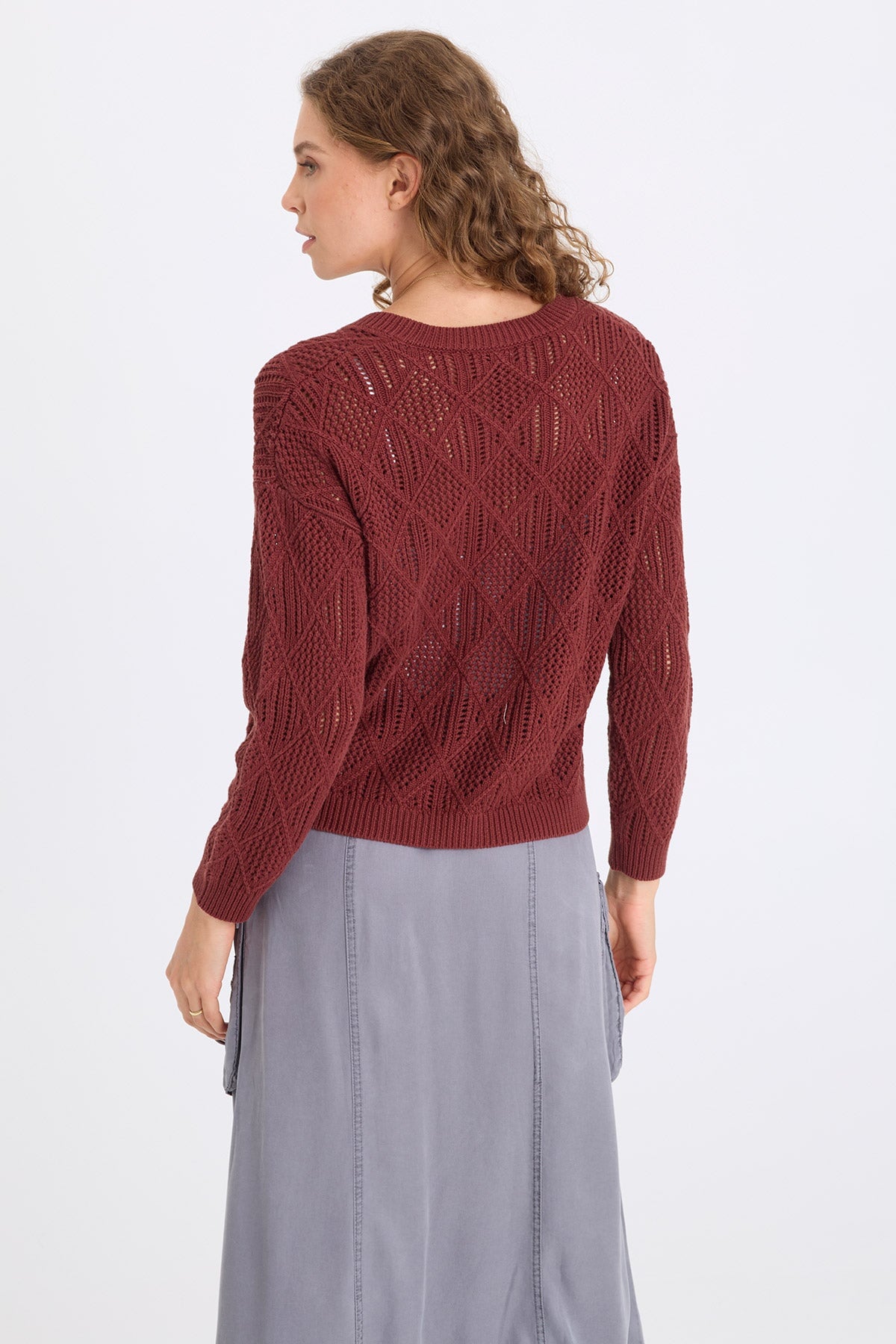 Agrippa Cotton Open Knit Pullover Twinberry - XCVI