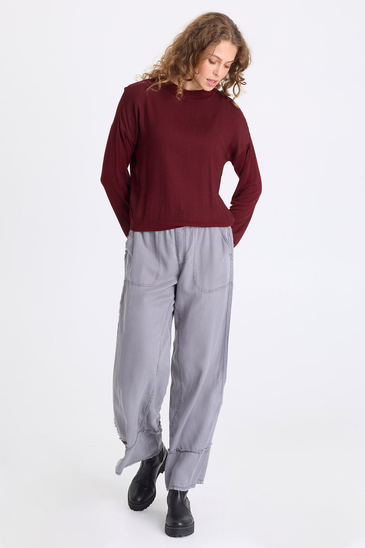 Faustina Vivi Stripe and Light Knit Long-Sleeve Top Twinberry - XCVI