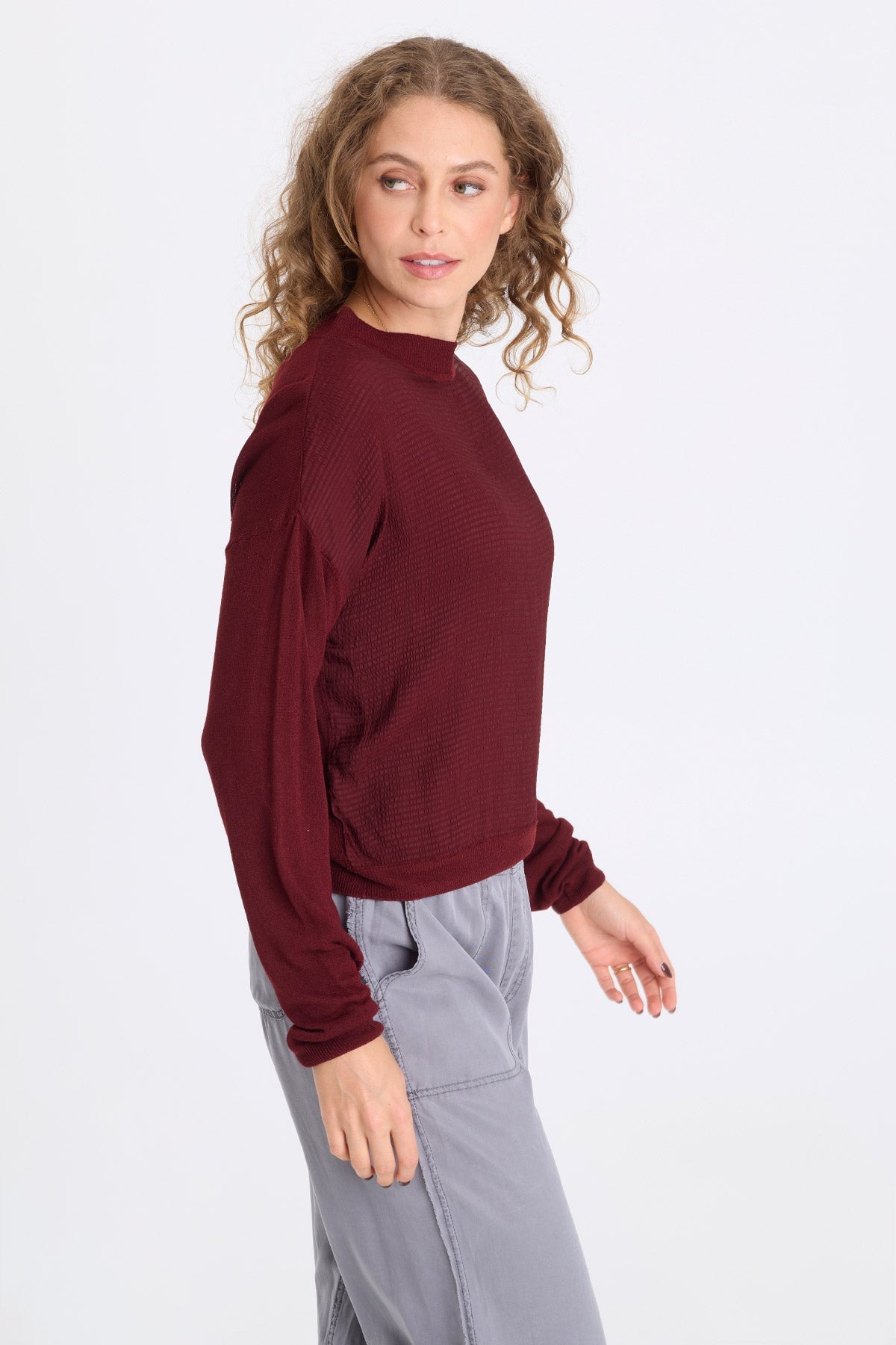 Faustina Vivi Stripe and Light Knit Long-Sleeve Top Twinberry - XCVI