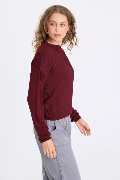 Faustina Vivi Stripe and Light Knit Long-Sleeve Top Twinberry - XCVI