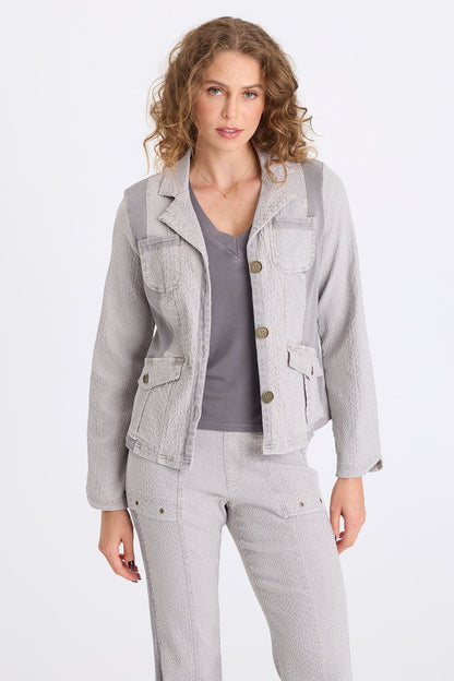 Cornelia Jacquard Slim Fitting Blazer Earl Grey Pigment - XCVI