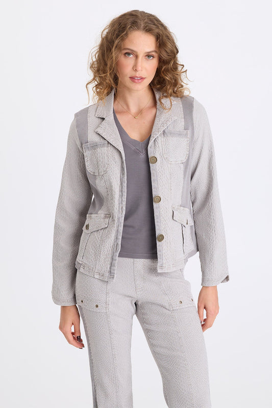 Cornelia Jacquard Slim Fitting Blazer Earl Grey Pigment - XCVI