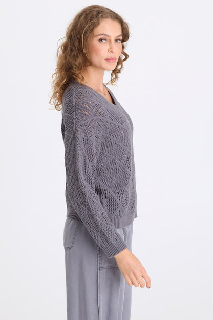 Agrippa Cotton Open Knit Pullover Nebulous Pigment - XCVI