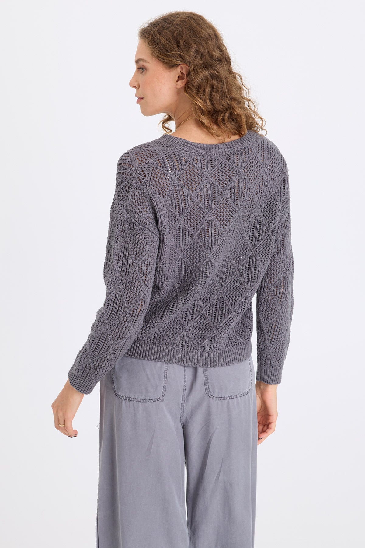 Agrippa Cotton Open Knit Pullover Nebulous Pigment - XCVI
