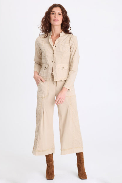 Mousa Poplin Grid Pintuck Blazer Merino Wool Pigment - XCVI