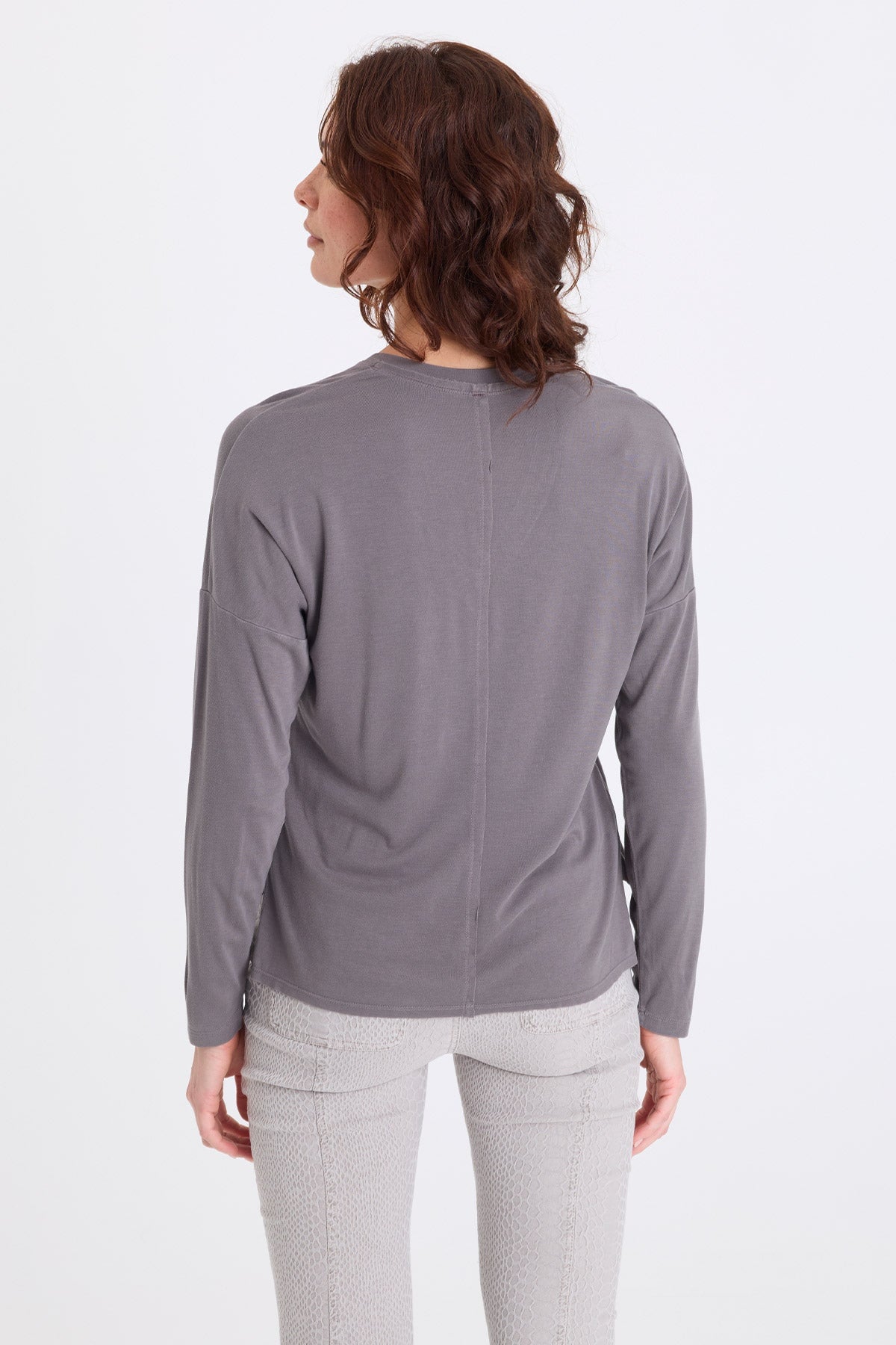 Noor Jersey V-Neck Long Sleeve Top Nebulous Pigment - XCVI