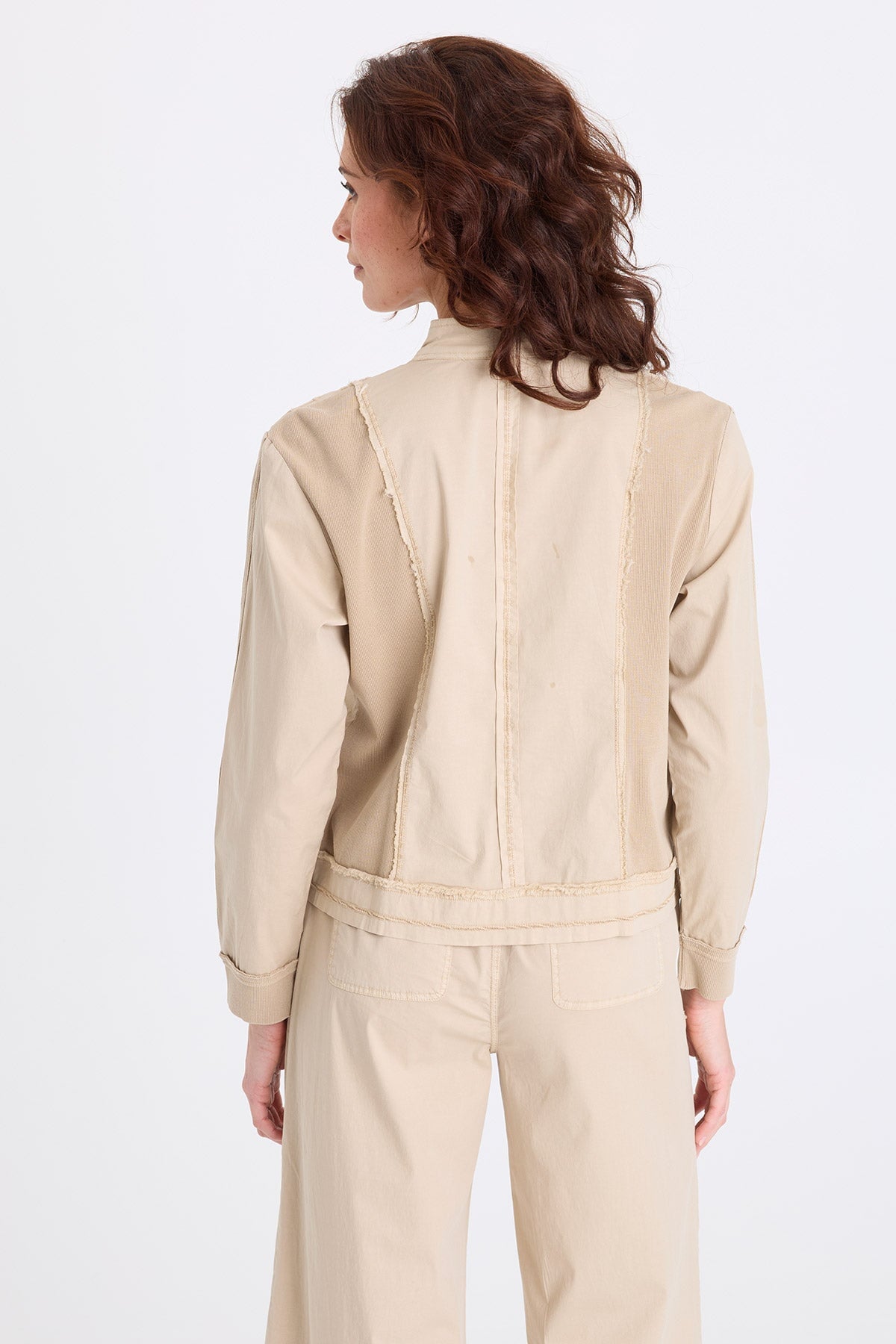 Freyda Poplin Grid Pintuck Bomber Merino Wool Pigment - XCVI
