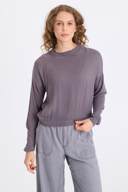 Faustina Vivi Stripe and Light Knit Long-Sleeve Top Nebulous Pigment - XCVI