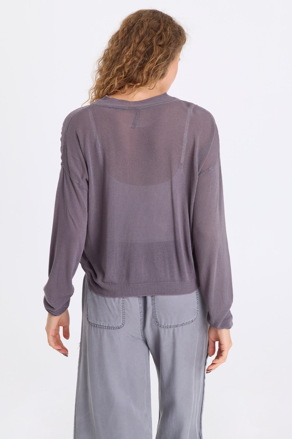 Faustina Vivi Stripe and Light Knit Long-Sleeve Top Nebulous Pigment - XCVI