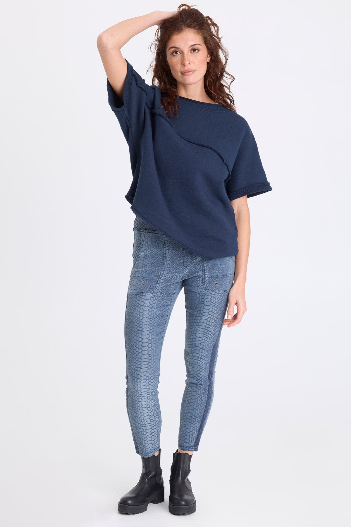 Marius Stretch Jacquard Legging Bluestone - XCVI