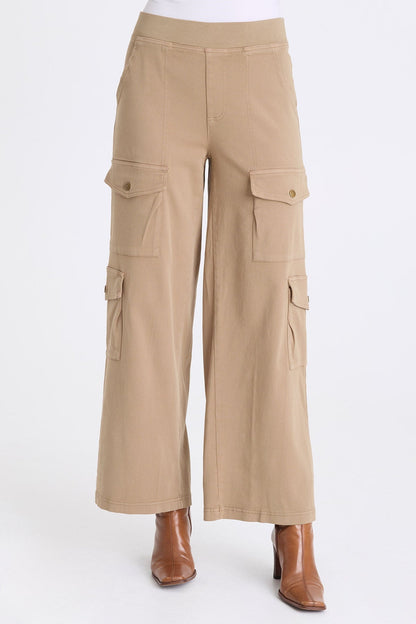 Romulus Twill Wide-Leg Cargo Pant Safari - XCVI