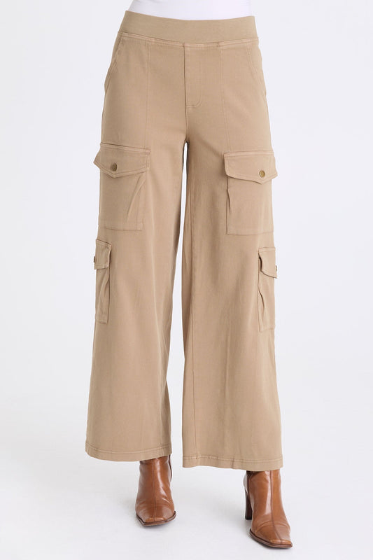 Romulus Twill Wide-Leg Cargo Pant Safari - XCVI
