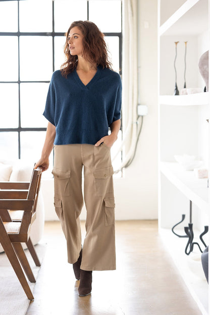 Romulus Twill Wide-Leg Cargo Pant Safari - XCVI