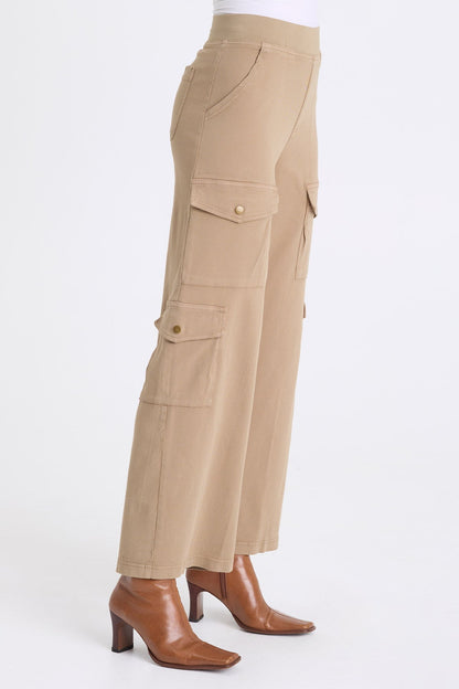 Romulus Twill Wide-Leg Cargo Pant Safari - XCVI