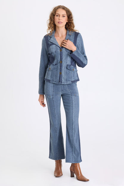 Crispin Stretch Jacquard Flare Leg Pant Bluestone - XCVI