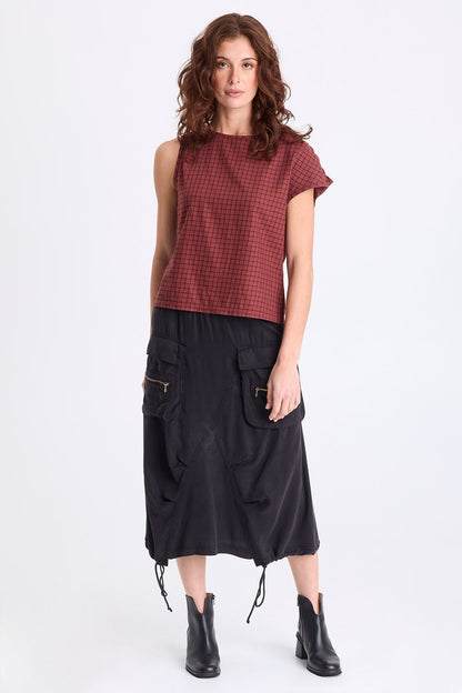 Cyran Soft Twill Cinch Hem Cargo Skirt Black - XCVI