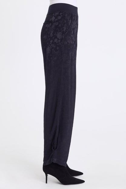 Tarquin Textured Satin Pleated Leg Pull-On Pant Midnight Blue - XCVI