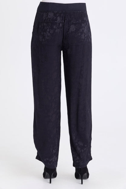 Tarquin Textured Satin Pleated Leg Pull-On Pant Midnight Blue - XCVI