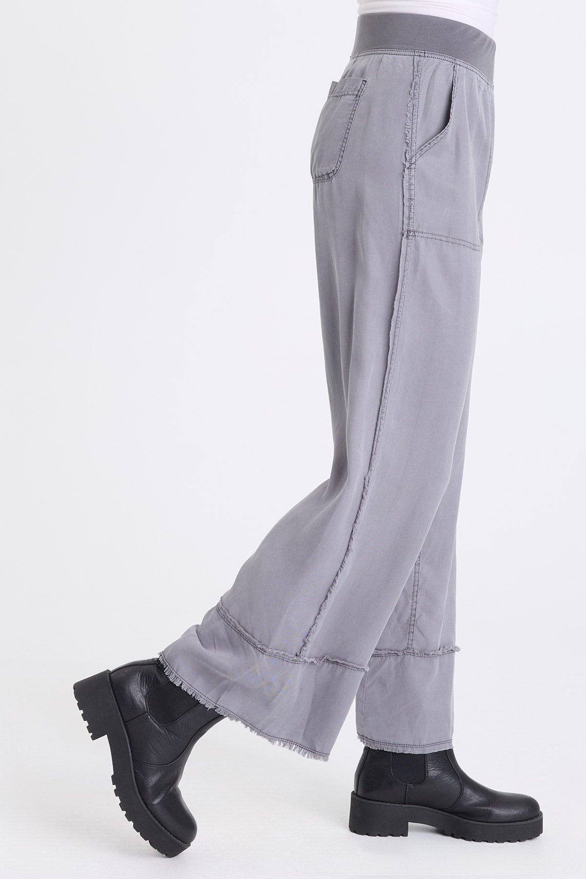 Gamal Soft Twill Pull-On Wide Leg Pant Nebulous Pigment - XCVI