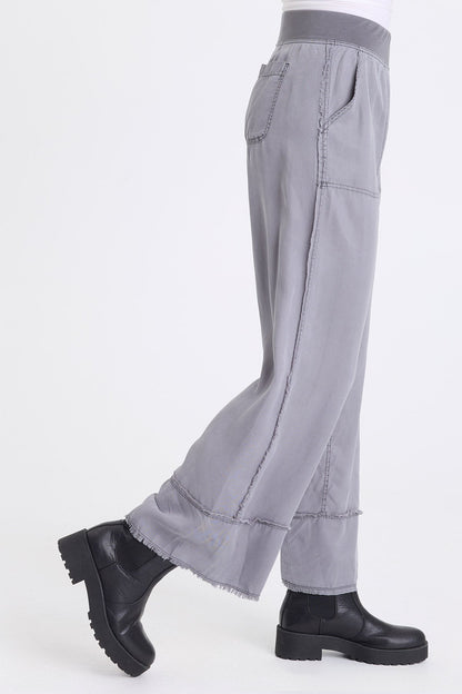 Gamal Soft Twill Pull-On Wide Leg Pant Nebulous Pigment - XCVI