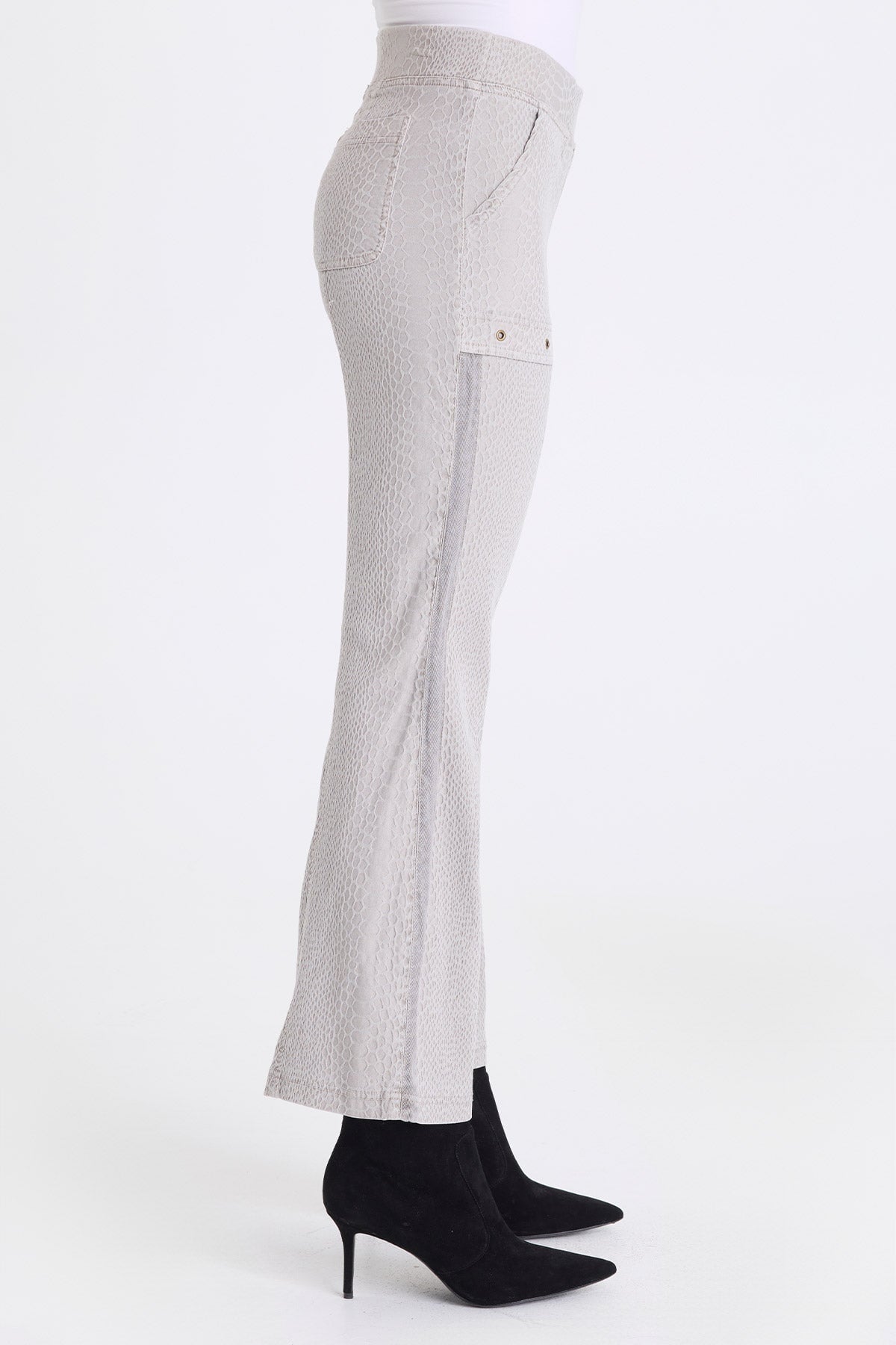 Crispin Stretch Jacquard Flare Leg Pant Earl Grey Pigment - XCVI