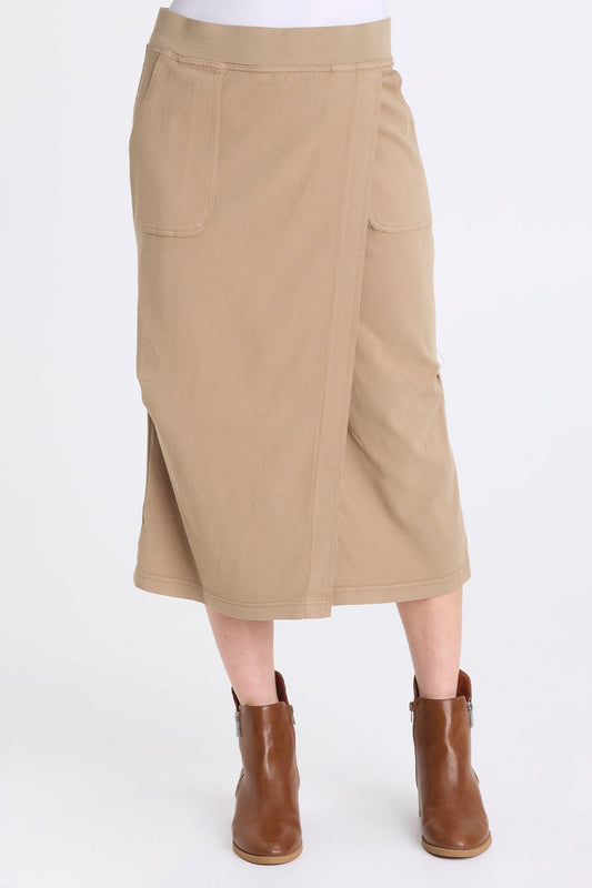 Abelia Twill Cross Panel Skirt Safari - XCVI