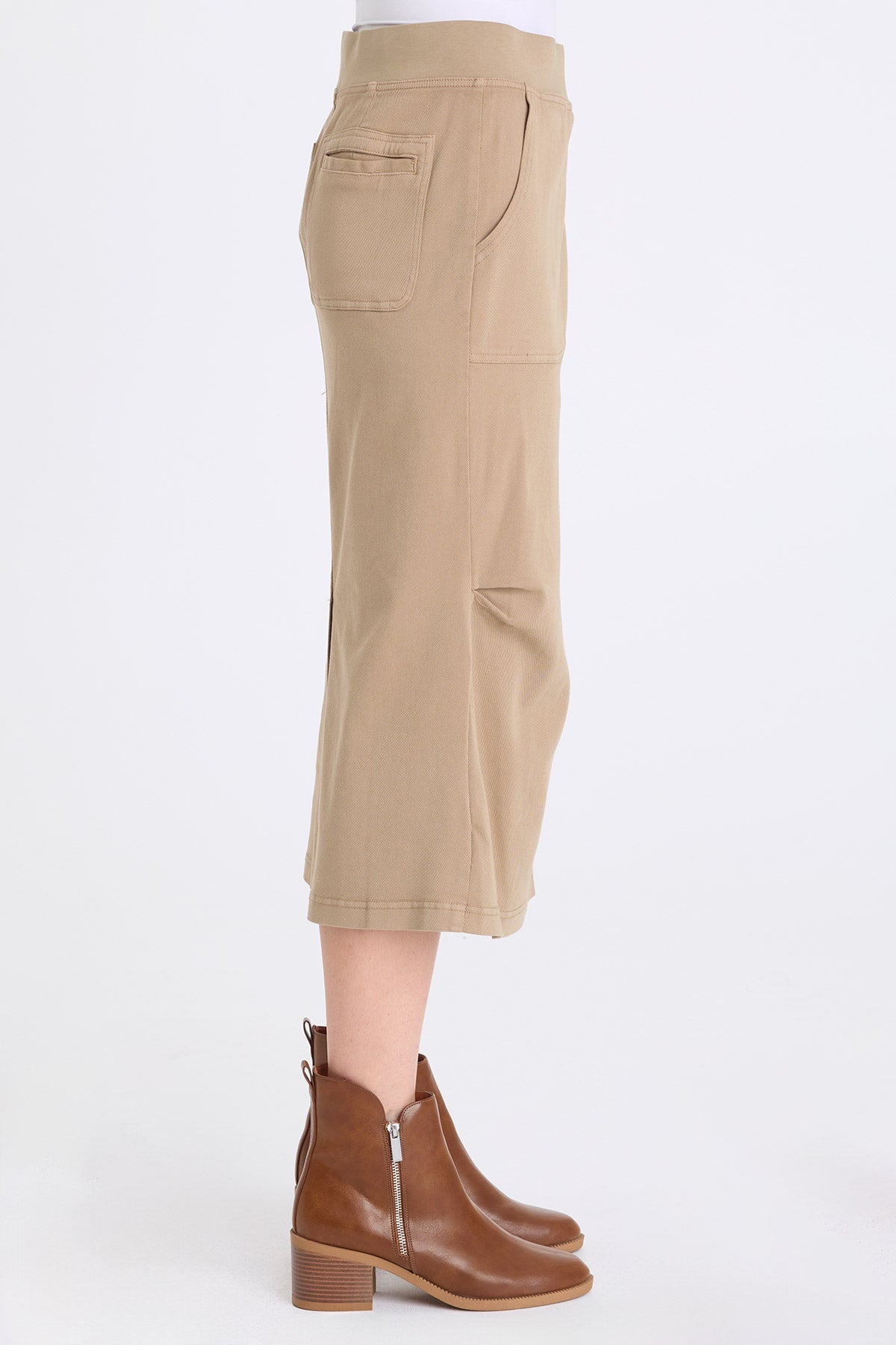 Abelia Twill Cross Panel Skirt Safari - XCVI