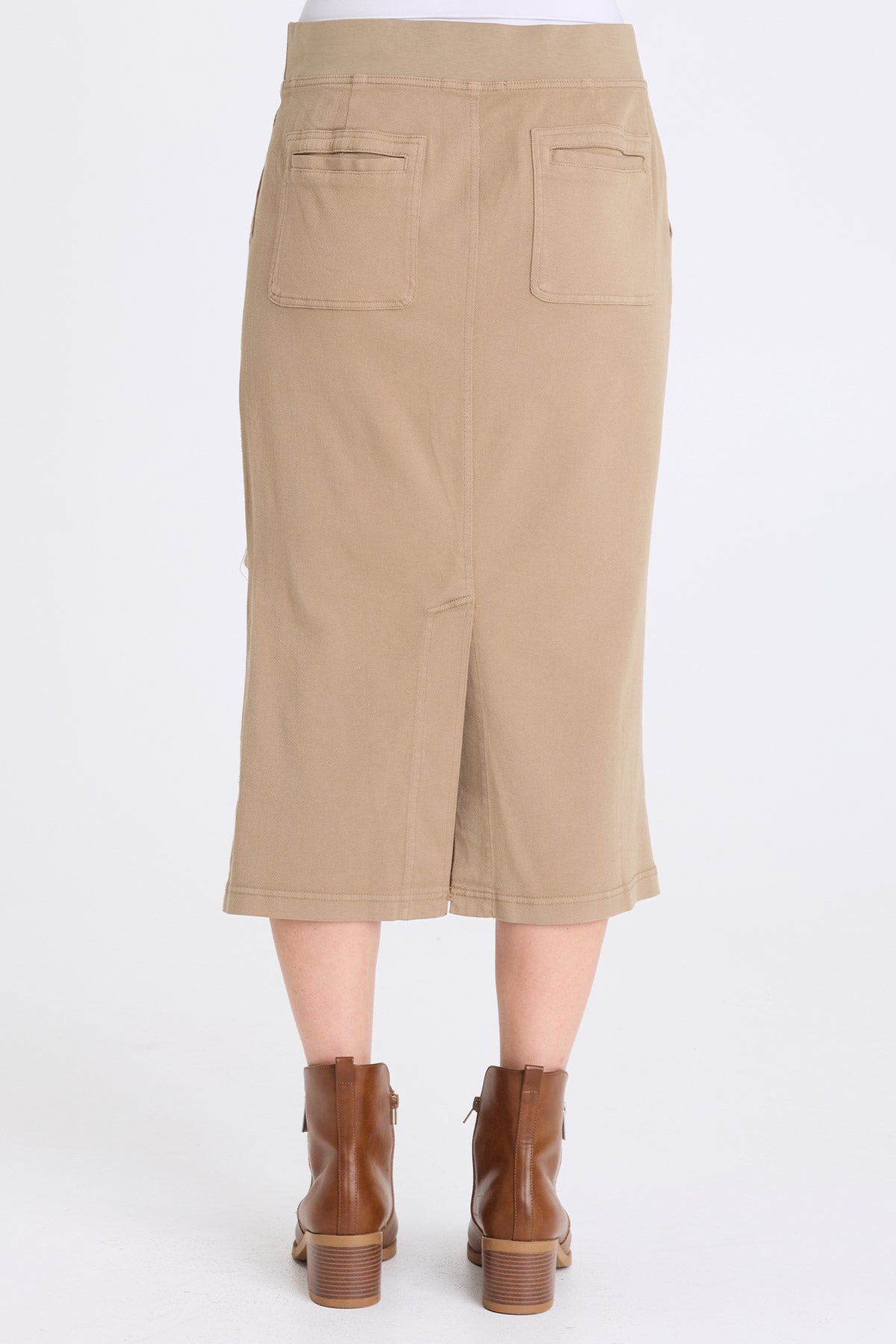 Abelia Twill Cross Panel Skirt Safari - XCVI