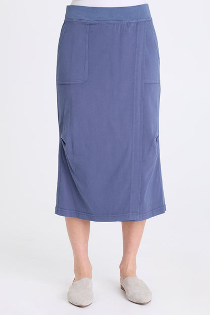 Abelia Twill Cross Panel Skirt Bluestone - XCVI