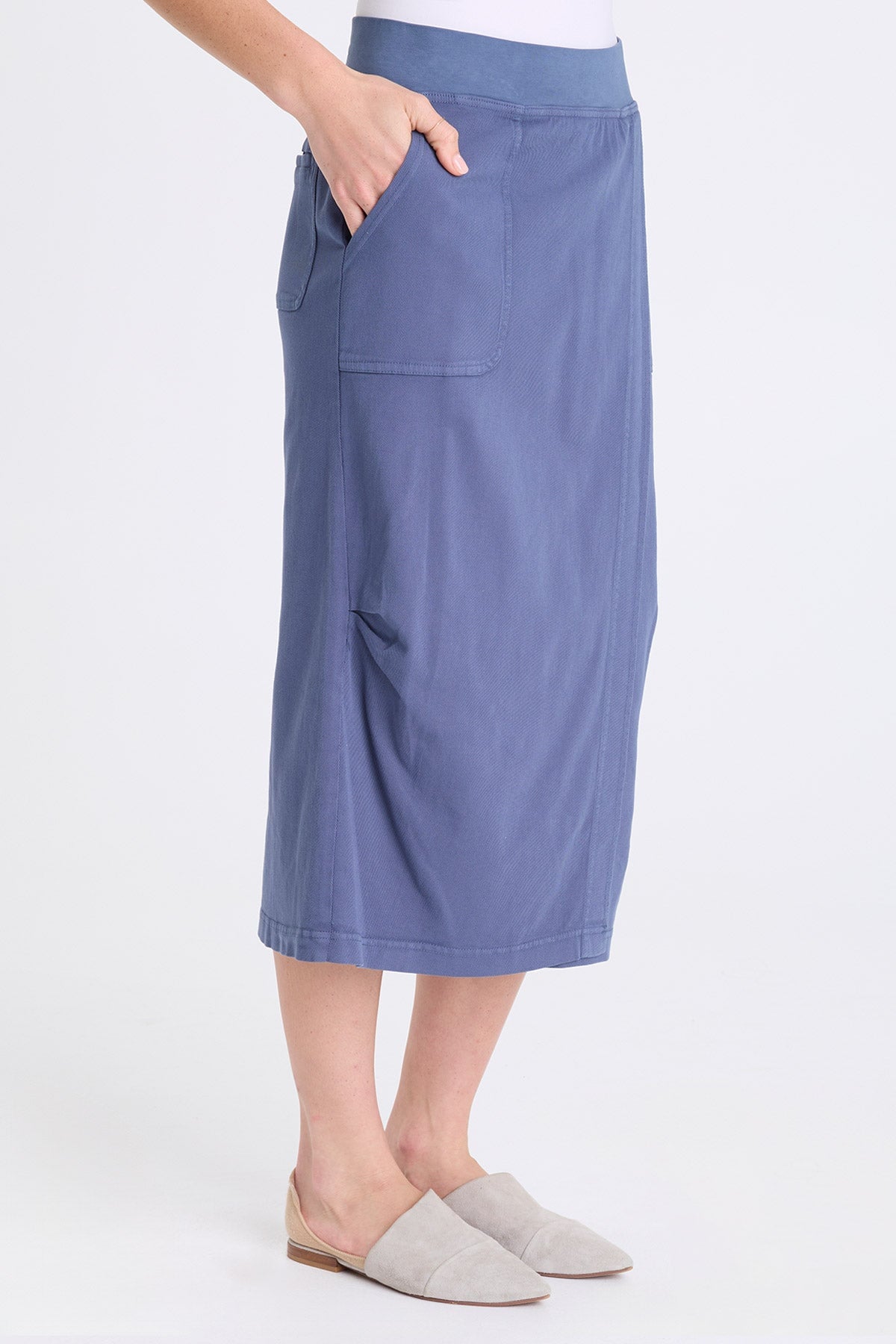 Abelia Twill Cross Panel Skirt Bluestone - XCVI