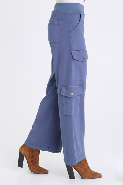 Romulus Twill Wide-Leg Cargo Pant Bluestone - XCVI