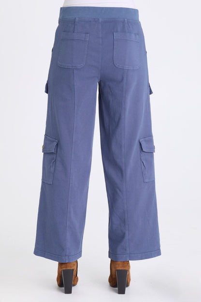 Romulus Twill Wide-Leg Cargo Pant Bluestone - XCVI
