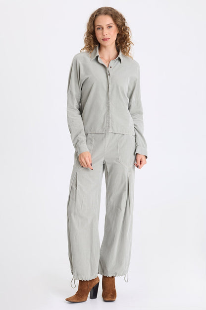 Mercer Corduroy Cinch Hem Barrel Pant Earl Grey Pigment - XCVI