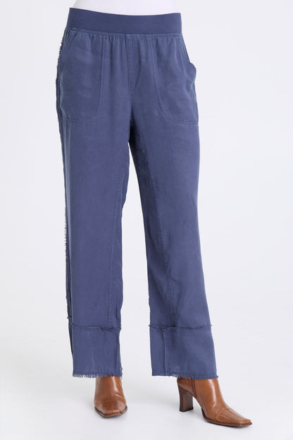 Gamal Soft Twill Pull-On Wide Leg Pant Bluestone - XCVI