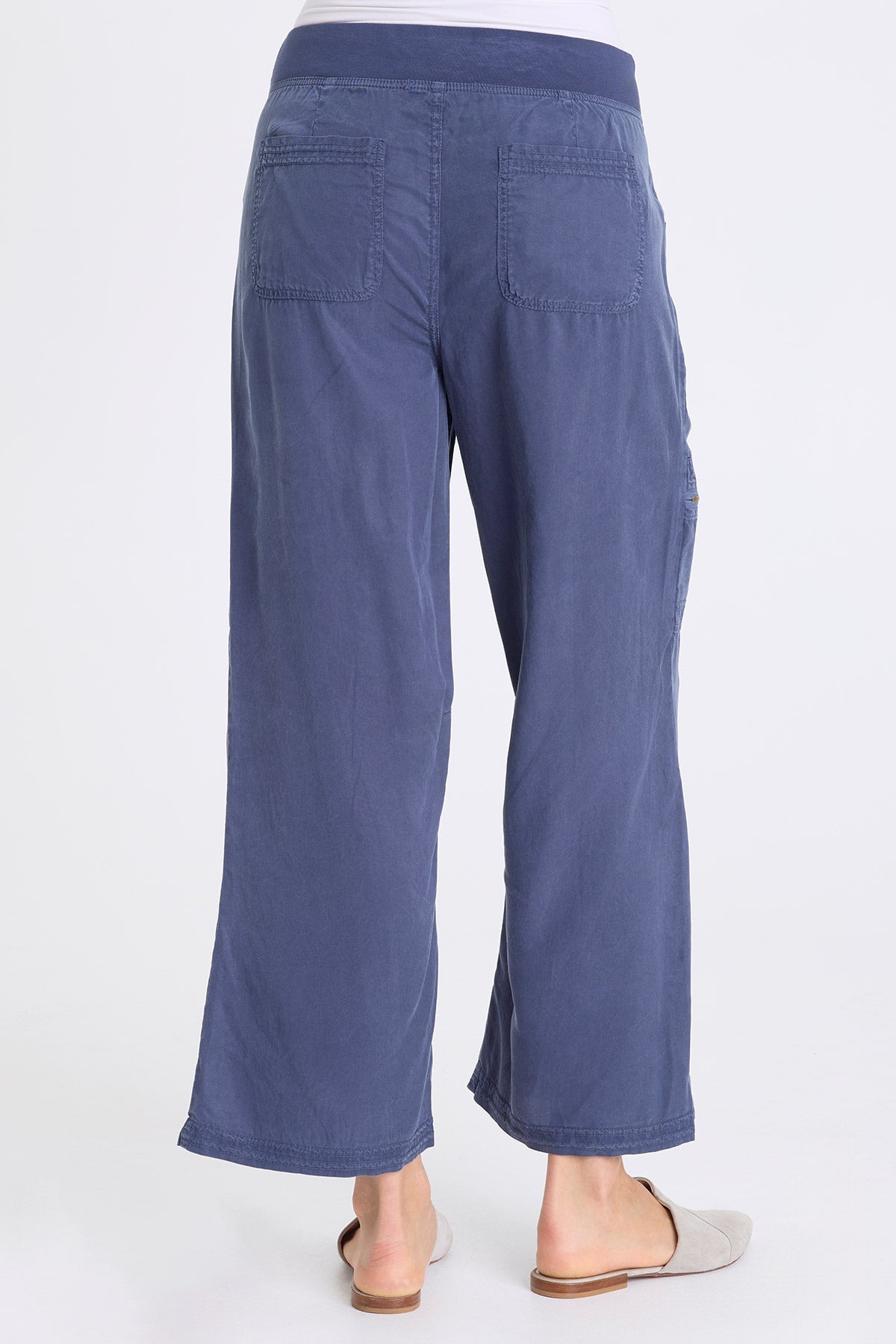 Odran Soft Twill Zippered Cargo Pockets Subtle Wide Leg Pant Bluestone - XCVI