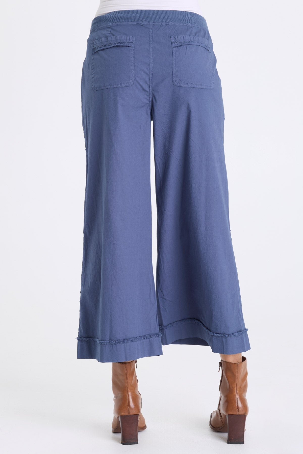 Nicolene Poplin Grid Pintuck Crop Bluestone - XCVI